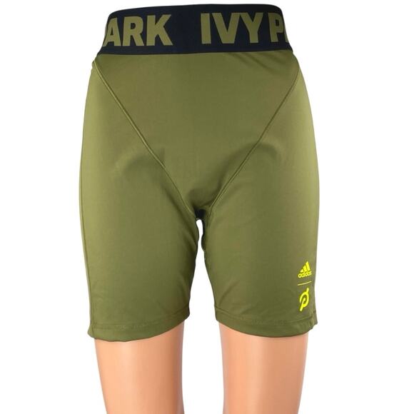 Adidas Ivy Park Peloton Women's Olive Green High Waisted Cycling Biker Shorts L - Picture 1 of 4
